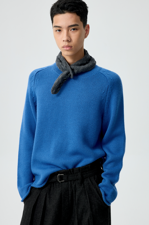 SIMPLE PROJECT ROLLED-UP WOOL SWEATER