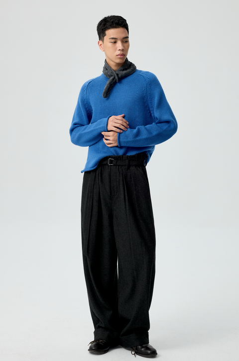 SIMPLE PROJECT ROLLED-UP WOOL SWEATER
