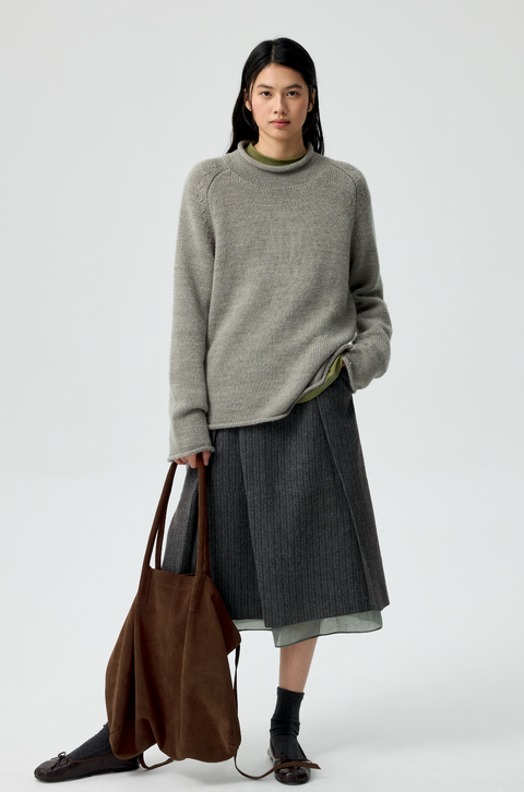 SIMPLE PROJECT ROLLED-UP WOOL SWEATER