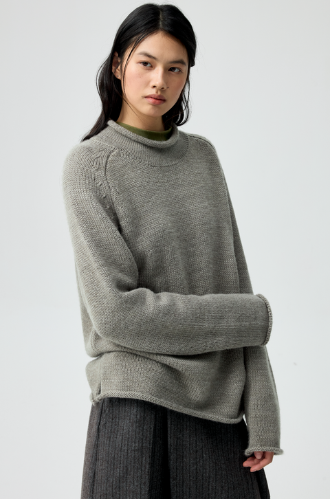 SIMPLE PROJECT ROLLED-UP WOOL SWEATER