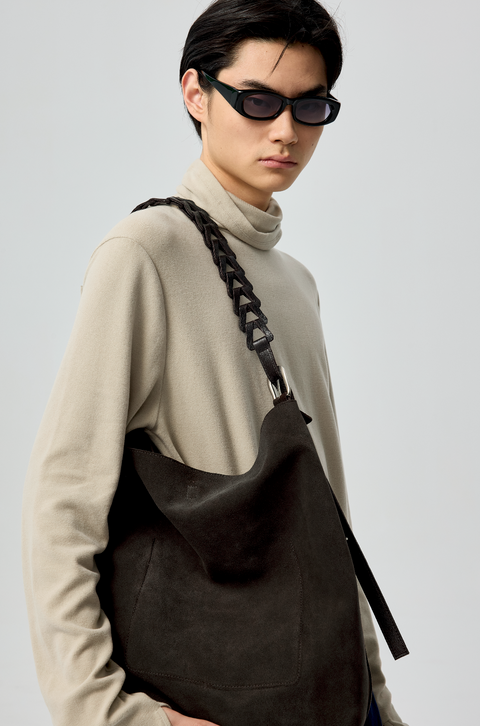 SIMPLE PROJECT BELTED SUEDE TOTE