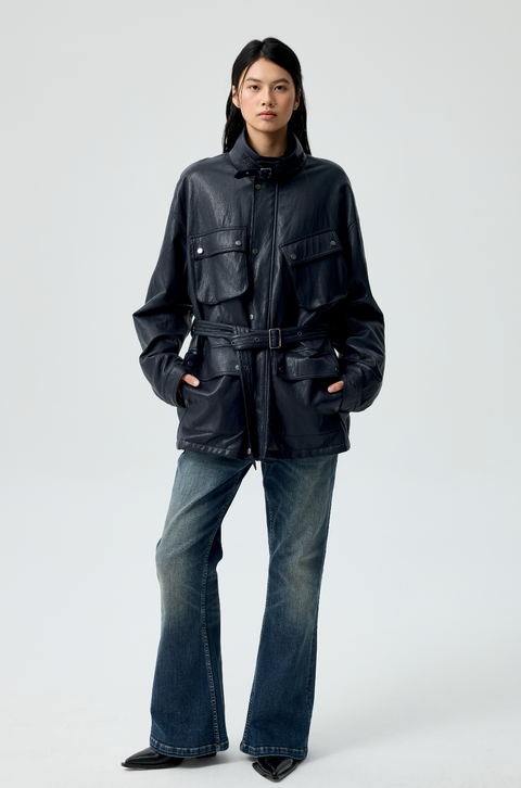 SIMPLE PROJECT BLUE WASHED FLARE JEANS