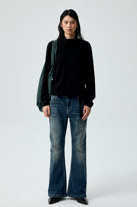 SIMPLE PROJECT BLUE WASHED FLARE JEANS