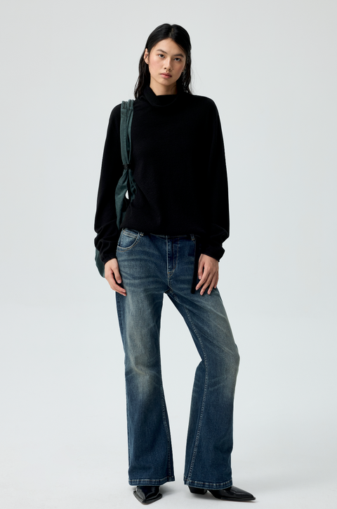 SIMPLE PROJECT BLUE WASHED FLARE JEANS