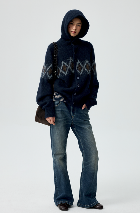 SIMPLE PROJECT BLUE WASHED FLARE JEANS