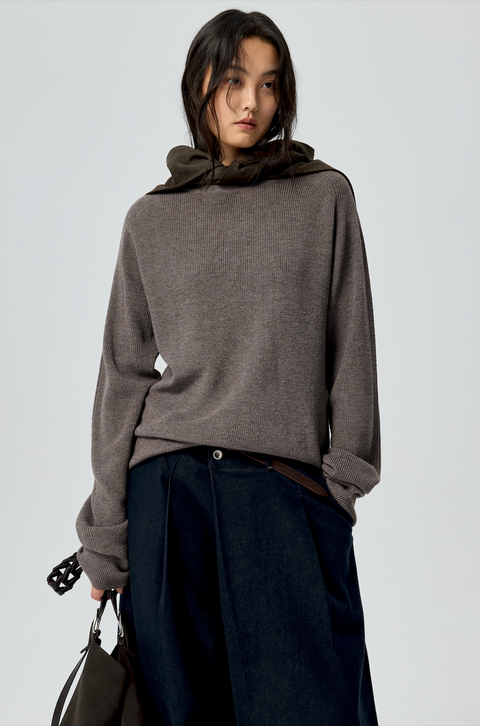 SIMPLE PROJECT SUEDE HOODED SCARF