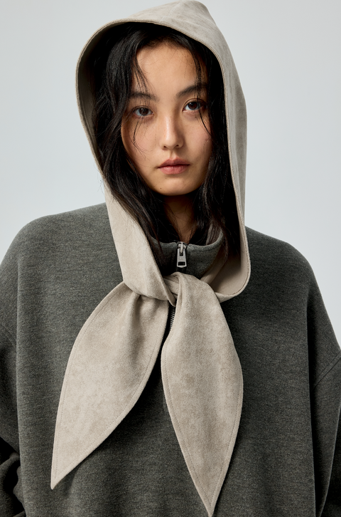 SIMPLE PROJECT SUEDE HOODED SCARF