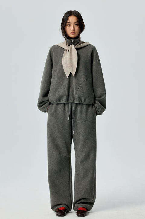 SIMPLE PROJECT SUEDE HOODED SCARF