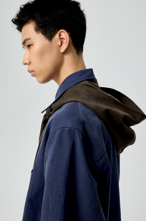 SIMPLE PROJECT SUEDE HOODED SCARF