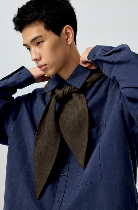 SIMPLE PROJECT SUEDE HOODED SCARF