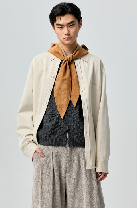 SIMPLE PROJECT SUEDE HOODED SCARF