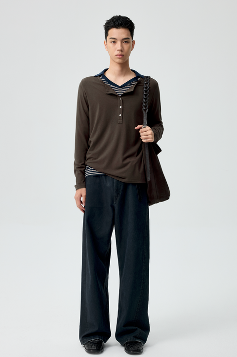 SIMPLE PROJECT PU-COATED JEANS