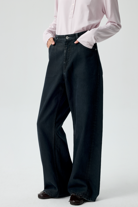 SIMPLE PROJECT PU-COATED JEANS