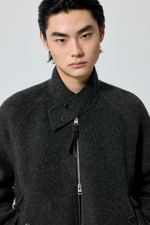 SIMPLE PROJECT WOOL HARRINGTON JACKET