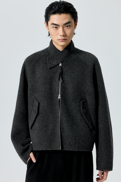 SIMPLE PROJECT WOOL HARRINGTON JACKET