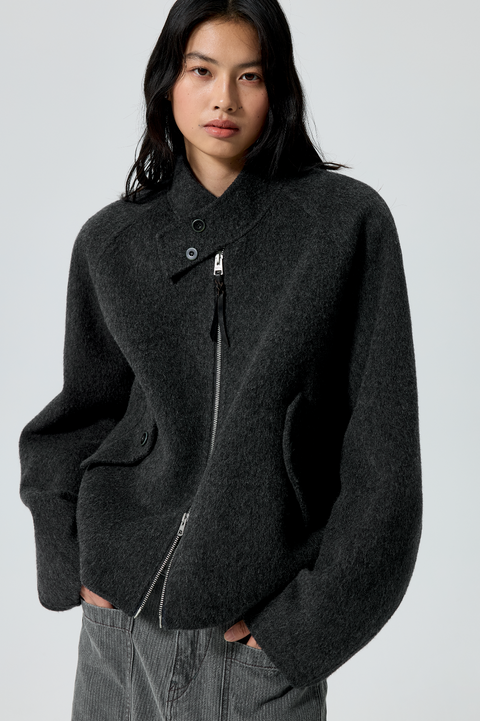 SIMPLE PROJECT WOOL HARRINGTON JACKET