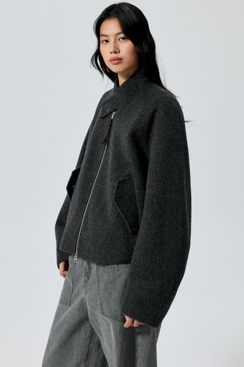 SIMPLE PROJECT WOOL HARRINGTON JACKET