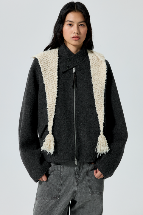 SIMPLE PROJECT WOOL HARRINGTON JACKET