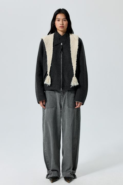 SIMPLE PROJECT WOOL HARRINGTON JACKET