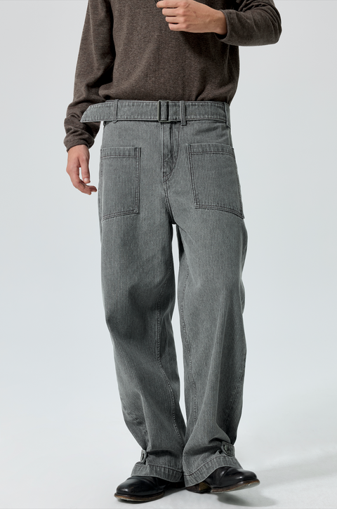 SIMPLE PROJECT BELTED TROUSERS