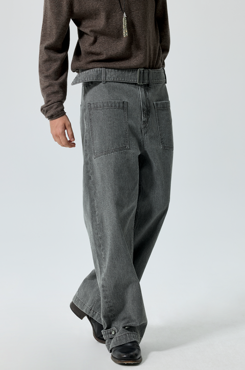 SIMPLE PROJECT BELTED TROUSERS