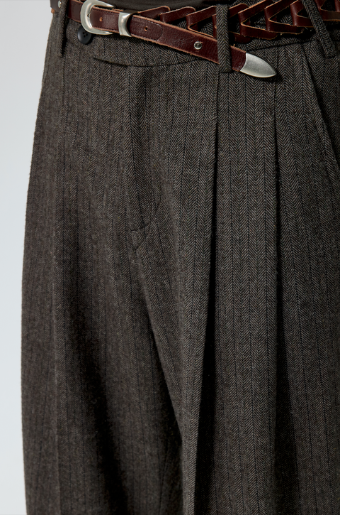 SIMPLE PROJECT STRIPED WOOL TAPERED TROUSERS