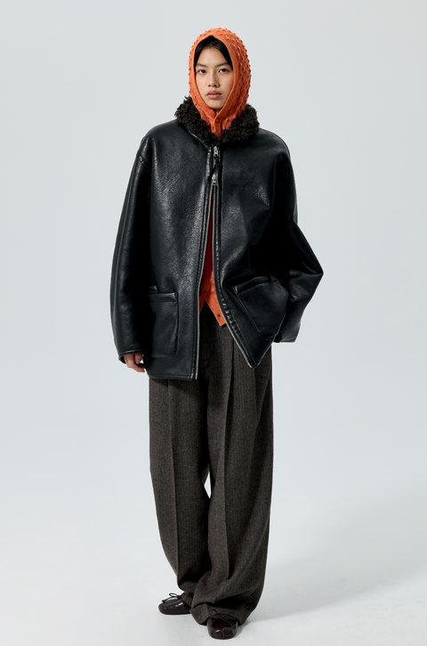 SIMPLE PROJECT STRIPED WOOL TAPERED TROUSERS