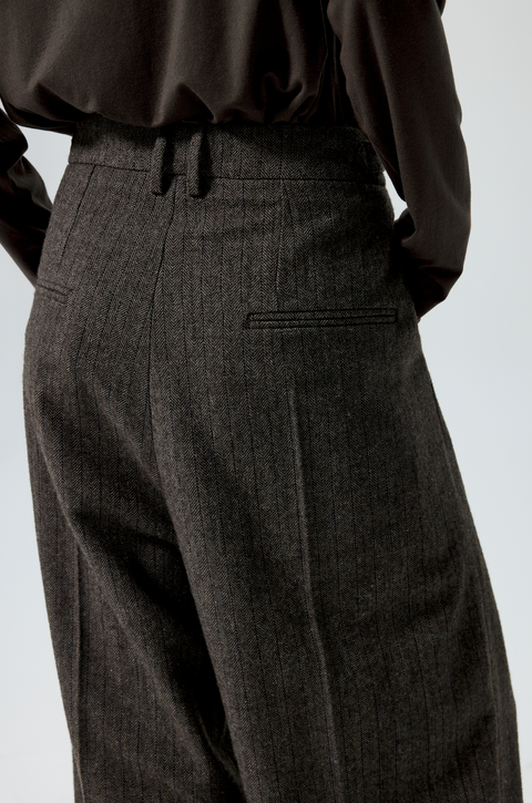 SIMPLE PROJECT STRIPED WOOL TAPERED TROUSERS