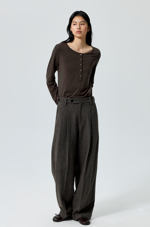 SIMPLE PROJECT STRIPED WOOL TAPERED TROUSERS