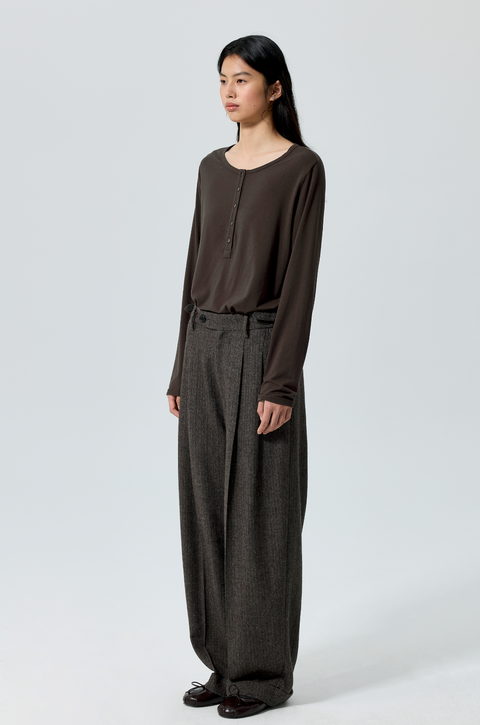 SIMPLE PROJECT STRIPED WOOL TAPERED TROUSERS