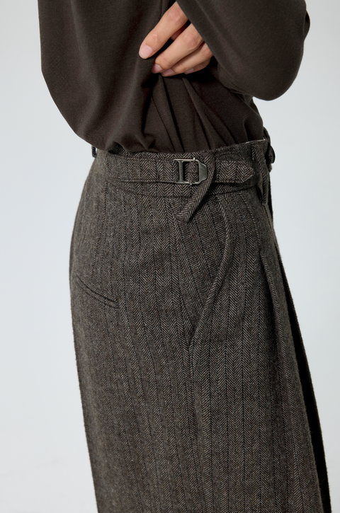 SIMPLE PROJECT STRIPED WOOL TAPERED TROUSERS