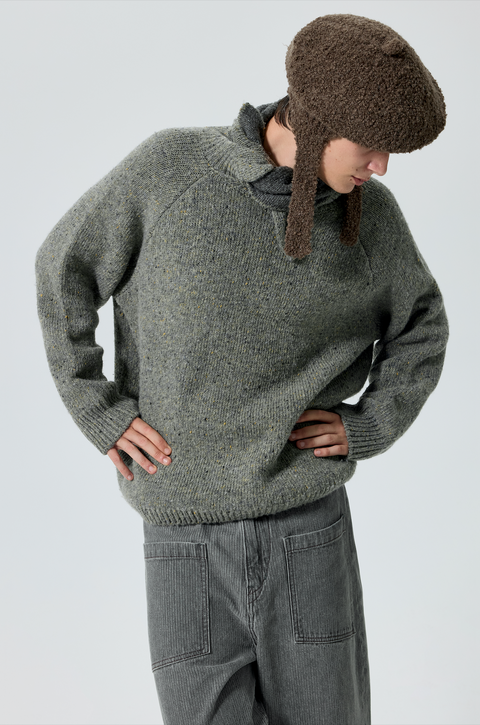 SIMPLE PROJECT KNOTTED NECK SWEATER