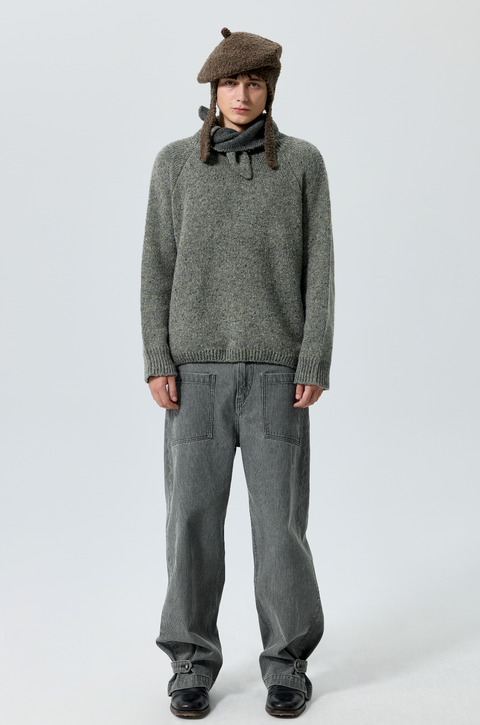 SIMPLE PROJECT KNOTTED NECK SWEATER