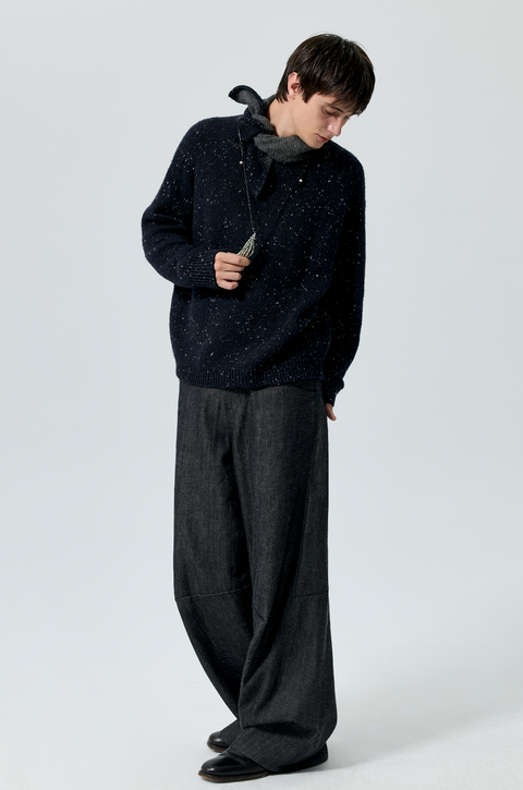 SIMPLE PROJECT KNOTTED NECK SWEATER