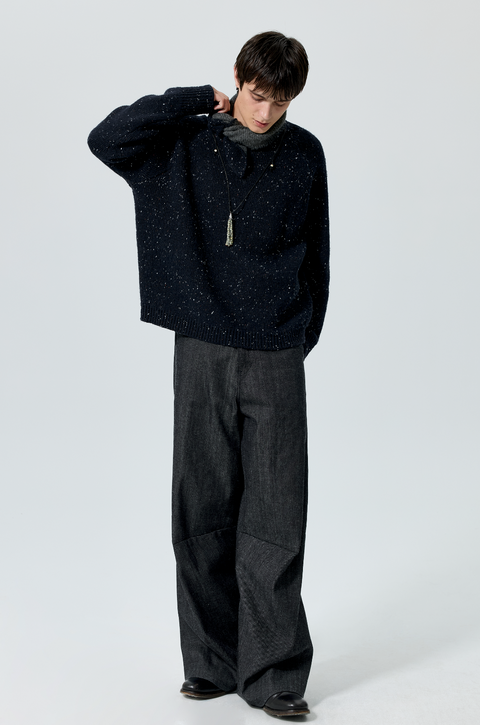 SIMPLE PROJECT KNOTTED NECK SWEATER