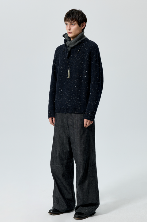 SIMPLE PROJECT KNOTTED NECK SWEATER