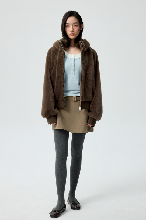 SIMPLE PROJECT DETACHABLE FUR COAT