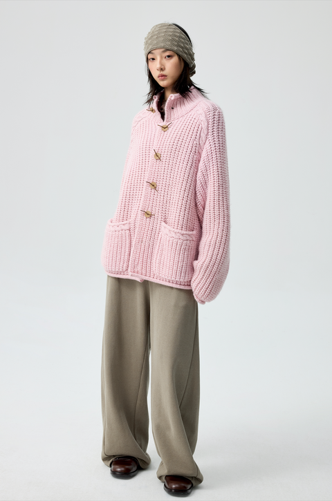 SIMPLE PROJECT HIGH-NECK CARDIGAN