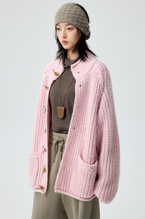 SIMPLE PROJECT HIGH-NECK CARDIGAN