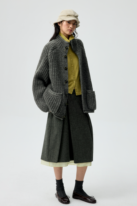 SIMPLE PROJECT HIGH-NECK CARDIGAN