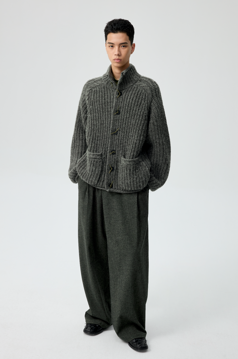 SIMPLE PROJECT HIGH-NECK CARDIGAN