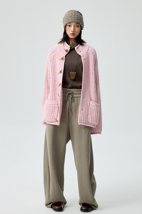 SIMPLE PROJECT HIGH-NECK CARDIGAN