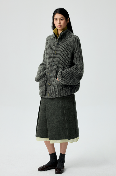 SIMPLE PROJECT HIGH-NECK CARDIGAN