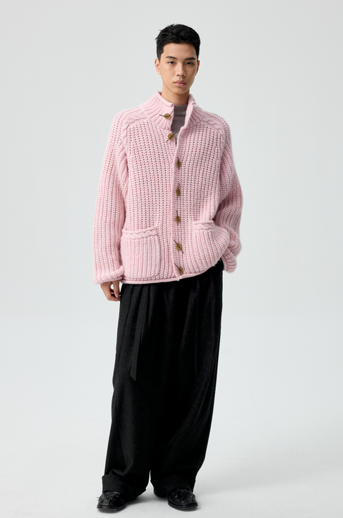 SIMPLE PROJECT HIGH-NECK CARDIGAN