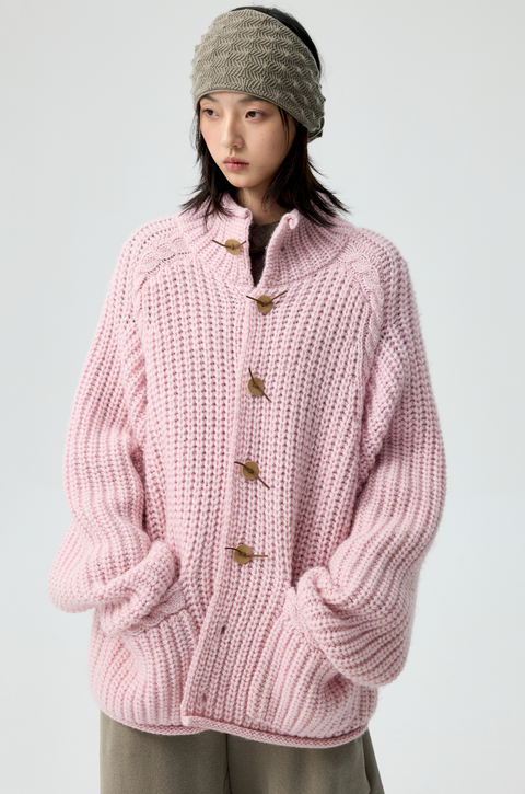 SIMPLE PROJECT HIGH-NECK CARDIGAN