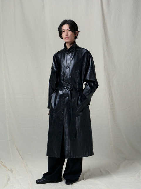 VAPOURBLUE LEATHER TRENCH COAT