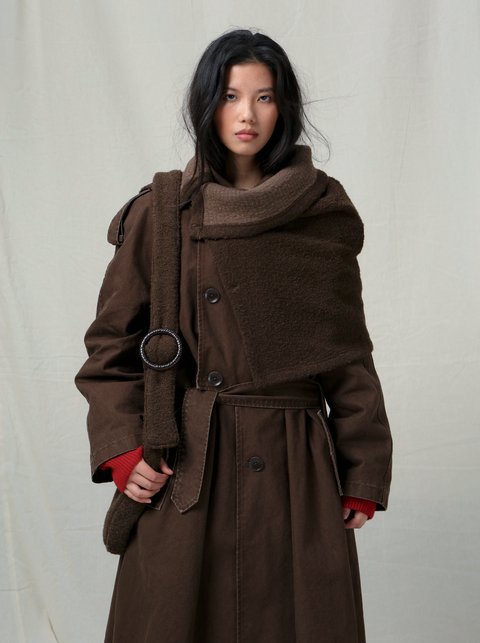 VAPOURBLUE DISTRESSED WASHED LONG TRENCH COAT