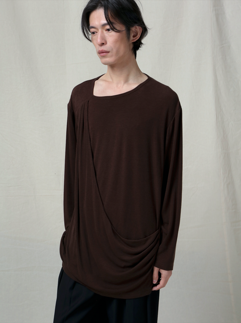 VAPOURBLUE ASYMMETRIC WOOL T-SHIRT