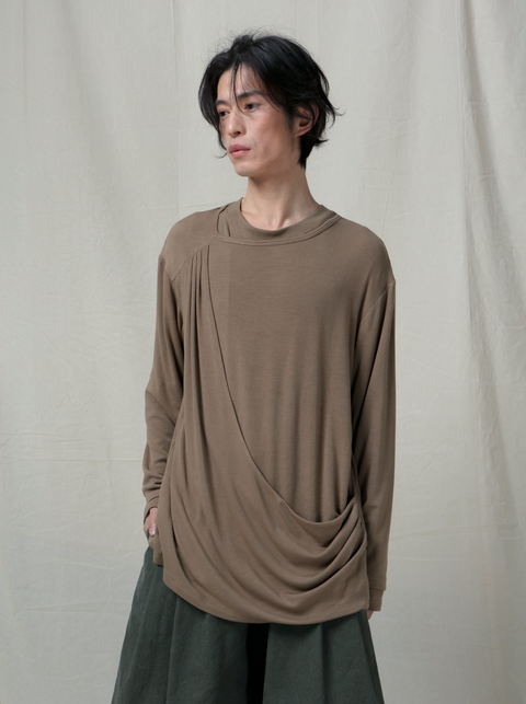 VAPOURBLUE ASYMMETRIC WOOL T-SHIRT