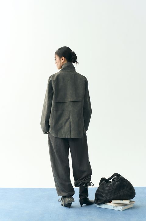 NULL NONE STAND COLLAR LEATHER JACKET